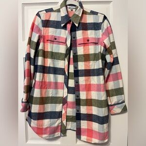 L.L. Bean Signature plaid flannel tunic-length top